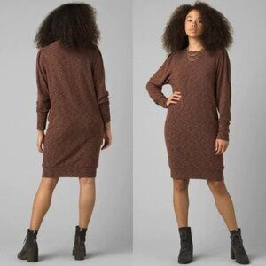 Prana Zada Long Sleeve Shoulder Puff Sweater Dress in Marled Sundried Small